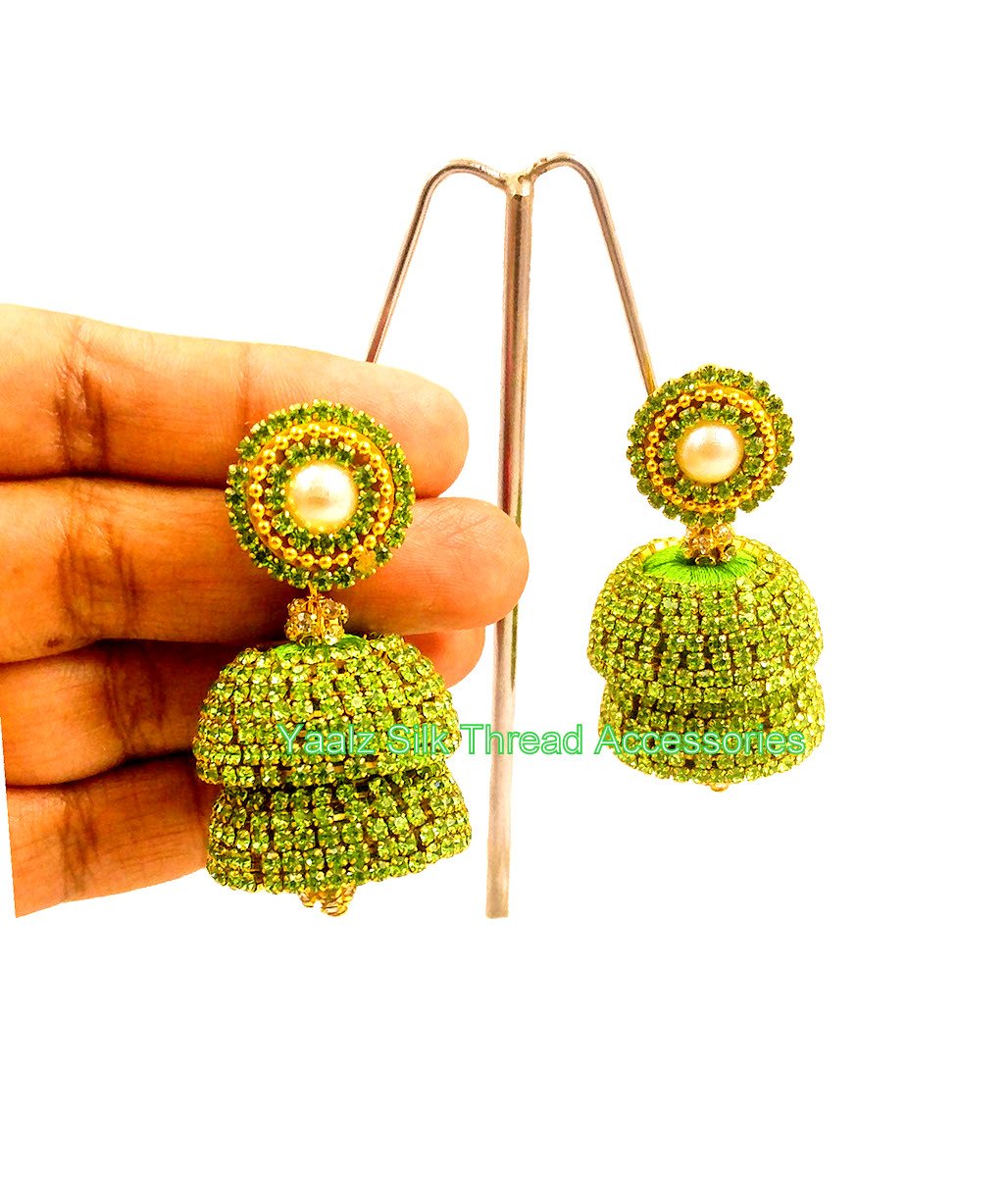 Yellow Chimes Oxidised Jhumka Style Crystal & Drop Beads Earrings Green  Online in India, Buy at Best Price from Firstcry.com - 12973603